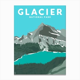 Glacier National Park, Montana Travel Poster Canvas Print