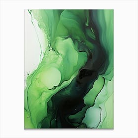 Green And Black Flow Asbtract Painting 2 Canvas Print
