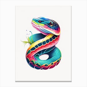 Banded Water Snake Tattoo Style Canvas Print