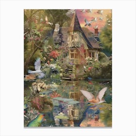 Collage Fairy Village Pond Monet Scrapbook 1 Canvas Print