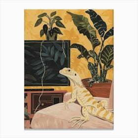 Lizard On The Sofa Illustration 2 Canvas Print