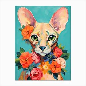 Sphynx Cat With A Flower Crown Painting Matisse Style 3 Canvas Print