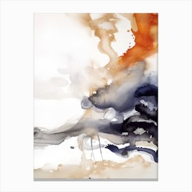 Watercolour Abstract White And Orange 1 Canvas Print
