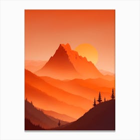 Misty Mountains Vertical Composition In Orange Tone 350 Canvas Print