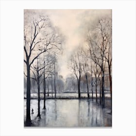 Winter City Park Painting Vondelpark Amsterdam 1 Canvas Print