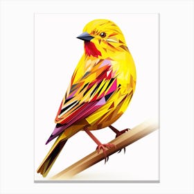 Colourful Geometric Bird Yellowhammer 1 Canvas Print