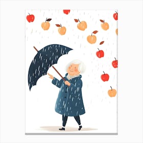 Old Woman With Umbrella In The Rain Canvas Print