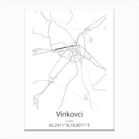 Vinkovci,Croatia Minimalist Map Canvas Print