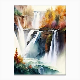 Düden Falls, Turkey Water Colour  (2) Canvas Print