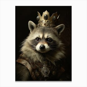 Vintage Portrait Of A Tanezumi Raccoon Wearing A Crown 4 Canvas Print