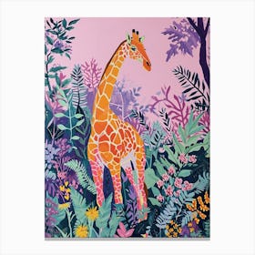 Purple Giraffe Watercolour Illustration 2 Canvas Print