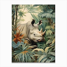 Rhino Deep In The Nature 5 Canvas Print