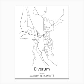 Elverum,Norway Minimalist Map Canvas Print