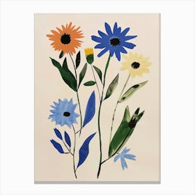 Painted Florals Cornflower 3 Canvas Print