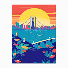 Bandra Worli Sea Link Bridge, India Colourful 1 Canvas Print