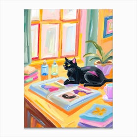 Black Cat By The Window Canvas Print