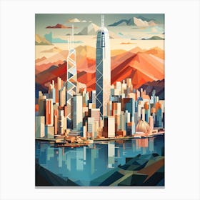 Hong Kong, China, Geometric Illustration 4 Canvas Print