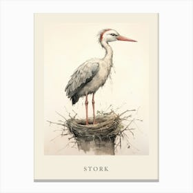 Beatrix Potter Inspired  Animal Watercolour Stork 2 Canvas Print