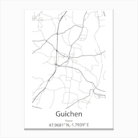 Guichen,France Minimalist Map Canvas Print