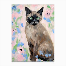 A Siamese Cat Painting, Impressionist Painting 1 Canvas Print