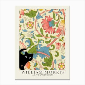 William Morris Peekaboo Cat Lodden 3 Flower Botanical Canvas Print