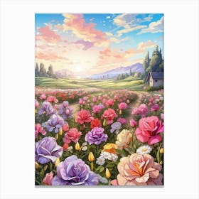 Field Of Roses Canvas Print