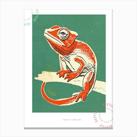 Red Senegal Chameleon Block 2 Poster Canvas Print