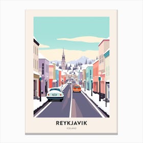 Vintage Winter Travel Poster Reykjavik Iceland 3 Canvas Print