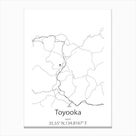 Toyooka,Japan Minimalist Map Canvas Print