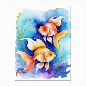Twin Goldfish Watercolor Painting (59) Canvas Print