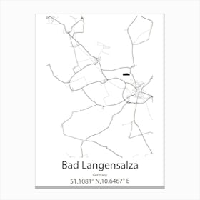 Bad Langensalza,Germany Minimalist Map Canvas Print