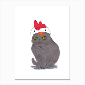 Chicken Hat Cat Canvas Print