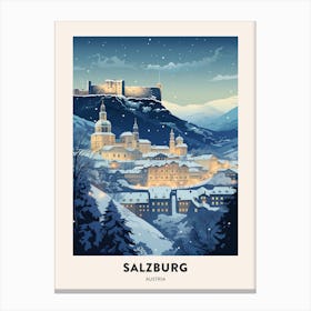 Winter Night  Travel Poster Salzburg Austria 2 Canvas Print