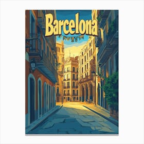 Aihrgdesign A Retro Travel Poster For Barcelona Canvas Print