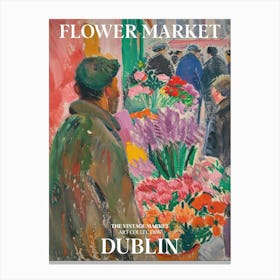 Vintage Flower Market Painting Dublin 3 Canvas Print