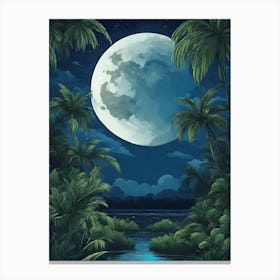 Full Moon In The Jungle 10 Canvas Print