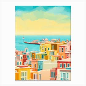 Bright Popping Yellow Red Pink Port Beach Ocean Marina Mediterranean Canvas Print