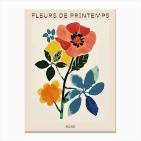 Spring Floral French Poster  Rose 12 Canvas Print