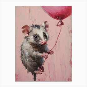 Cute Opossum 3 With Balloon Canvas Print