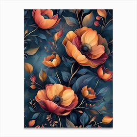 Orange Flowers Wallpaper Canvas Print