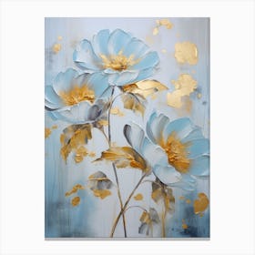 Blue And Gold Flowers Canvas Print