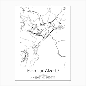 Esch Sur Alzette,Luxembourg Minimalist Map Canvas Print