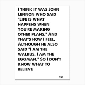 The Office, Tim, Quote, John Lennon, Wall Print, Wall Art, Print, Poster, Canvas Print