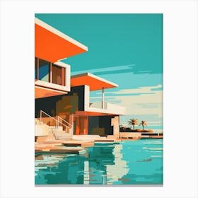 Abstract Illustration Of South Padre Island Texas Orange Hues 1 Canvas Print