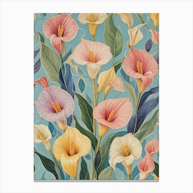 Calla Lilies In Pastel Colours Canvas Print