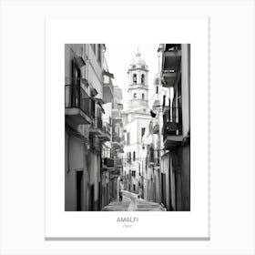 Poster Of Amalfi, Italy, Black And White Photo 2 Canvas Print