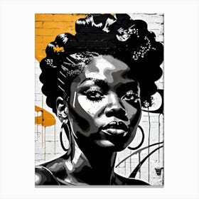 Vintage Graffiti Mural Of Beautiful Black Woman 48 Canvas Print