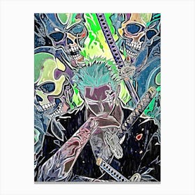 Skull And Swordsman Anime Art Canvas Print