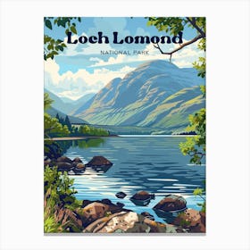 Loch Lomond National Park Scotland Travel Art Illustration Canvas Print