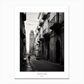 Poster Of Naples, Italy, Black And White Analogue Photography 2 Canvas Print